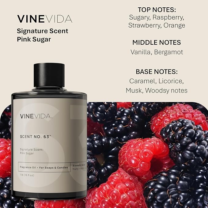 VINEVIDA [16oz] Pink Sugar Fragrance Oil for Candle Making Scents Soap, Perfume Oils, Soy Candles, Home Diffusers, Bath Scent Bomb, Linen Spray, Lotions, Car Freshies, ARTS-FOBP-PINK-SUG-16