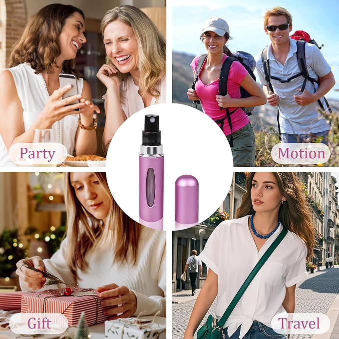 12 PCS Travel Refillable Perfume Atomizer Bottles,5ml Mini Portable Spray Bottles for Travel Accessories,Multicolor Perfume Containers