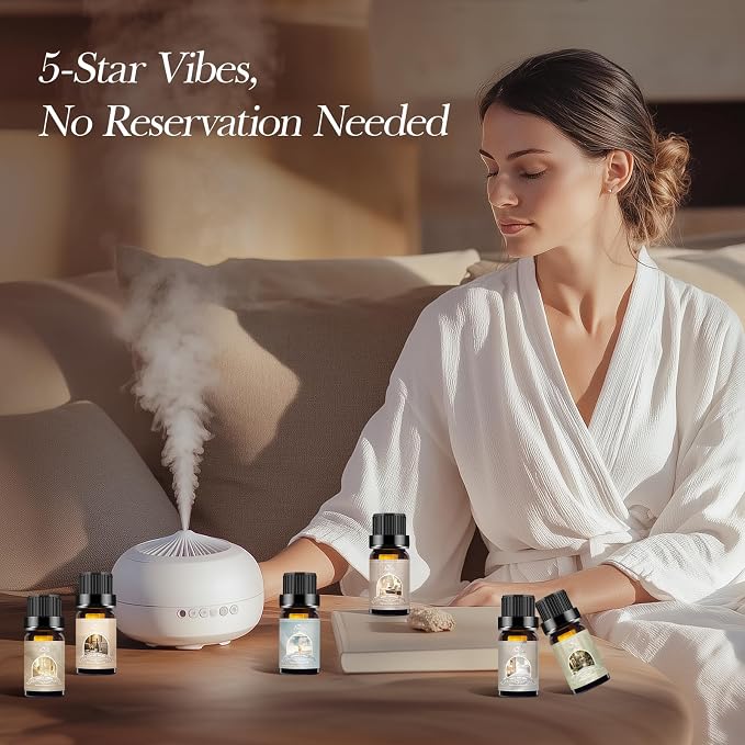 Auelife Hotel Collection Diffuser Oil Set - 6x10ml Luxury Hotel Scent Essential Oils for Diffuser - Fragrance Oil Variety Pack- Ideal for Home, Spa, DIY Candle Making Gift