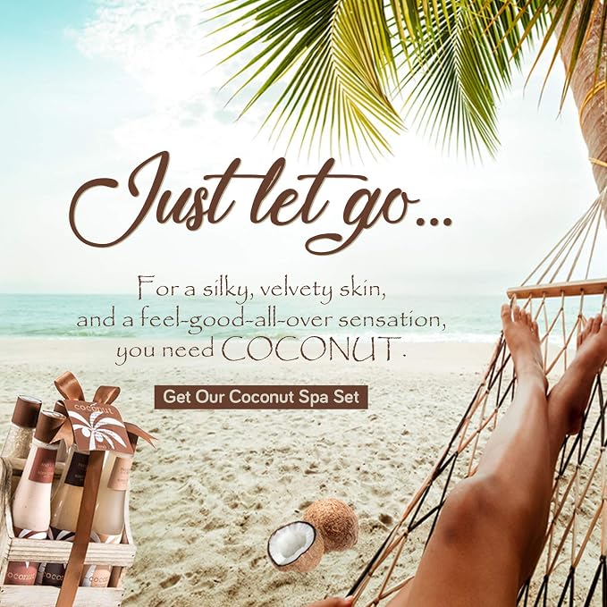 Tropical Milky Coconut Bath & Body Set Skin Care Bath for Women & Men Shower Gel, Bubble Bath, Bath Salts, Body Butter, Body Scrub, Body Lotion - Gift for Mom, Mothers | Shower Gel, Bubble Bath, Bath Salts, Body Butter, Body Scrub, Body Lotion