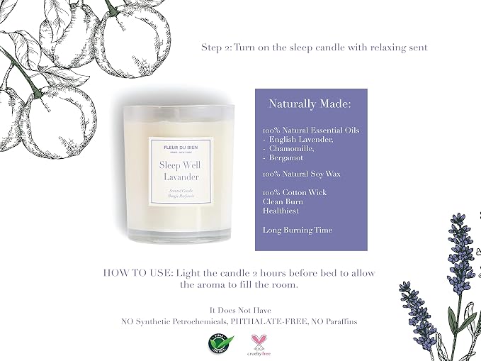 FleurDuBien Lux Lavender Growing Kit & Spa Gift Basket Self-Care Set with Lavender Silk Eye Mask, Mist, Roll-On, Bath Salts, Soy Wax Candle with Perfumist-Crafted Scent Terracotta Pot