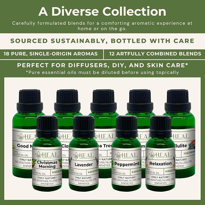H.E.A.L. Bergamot Essential Oil – 100% Pure Steam Distilled Citrus Bergamot Aromatherapy Oil for Diffusers & DIY Blends 1oz
