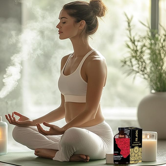 Rose Essential Oil, Rose Oil 4 Fl Oz 120ML for Diffuser Humidifier Yoga Cleaning DIY Candle Soap Making Valentine's Day Gift Essential Oils FRAOIL (Rose 4 Fl Oz (Pack of 1))