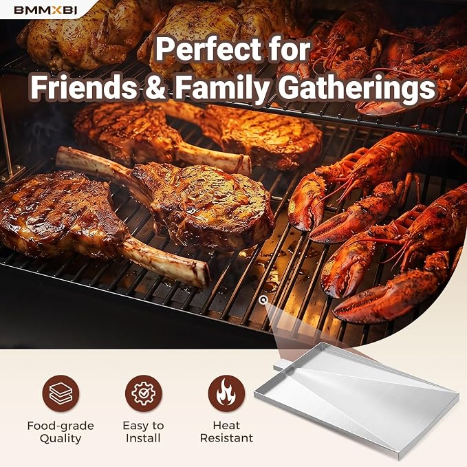 SUB025 Drip Pan with 6-Pack Disposable Liner for Traeger Tailgater 20, Bronson/Tailgater Elite/Junior Elite 20, Grill Accessories Drip Tray Replacement Parts Kit for Traeger BBQ055 TFB29LZA TFB30KLF