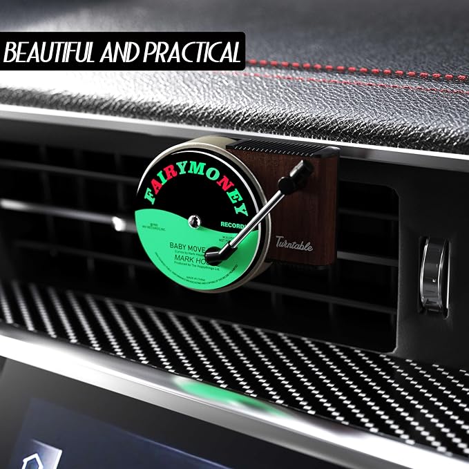Maicican 12PCS Customizable Car Air Freshener Vent Clip, Pop Singer Album Cover Record Player Shape, Music Lover Gifts. (Retro)