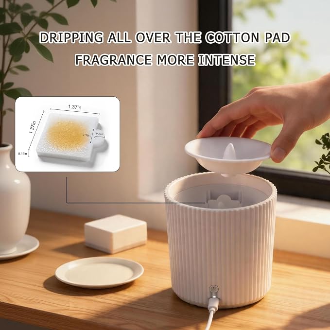 Non-Rechargeable 2 in 1 LED Candle Waterless Diffuser and 3D Wick and Realistic Flame Candle,Flameless Candle Diffuser,Waterless Essential Oil Diffuser with 12PCS Cotton Pads(Connect USB Line Use)