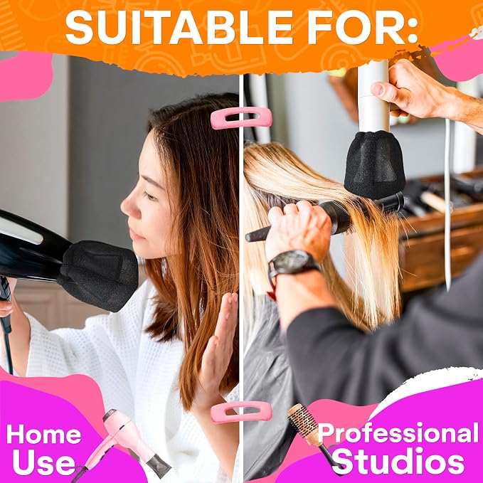 2 Pcs Sock Diffuser for Hair Dryer - Easy to Use 5.12x3.35" Summer Travel Diffuser Attachment for Hair Dryer, Made of Soft, Heat-Resistant Foam - Reusable and Universally Compatible With Most Models