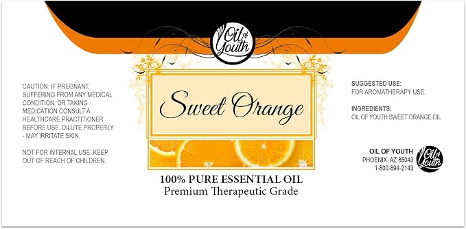 Oil of Youth Essential Oils 8oz - Orange (Sweet) Essential Oil - 8 Fluid Ounces