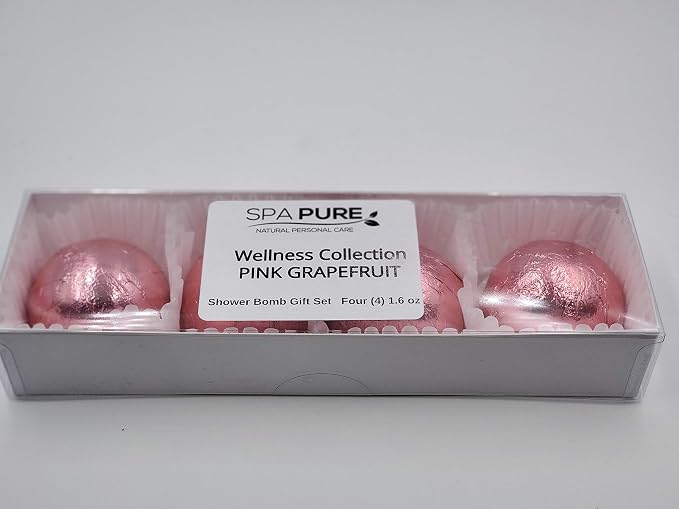 Spa Pure Pink Grapefruit Aromatherapy Shower Steamers Bombs - Shower Bombs with Essential Oils – Unisex Bath Melts - Self Care and Relaxation Shower Steamer - Enjoy Spa at Home - (4 Count)