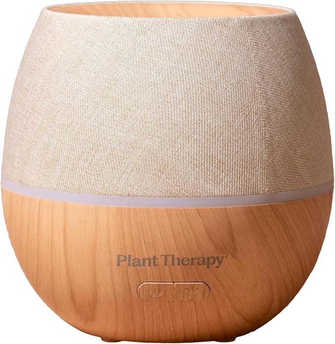 Plant Therapy Home Drift Linen Essential Oil Diffuser, Stylish Linen Cover Adds a Soft, Natural Touch to Any Space, Intermittent & Continuous Mist, Color-Changing Light, 320 Square Feet Coverage