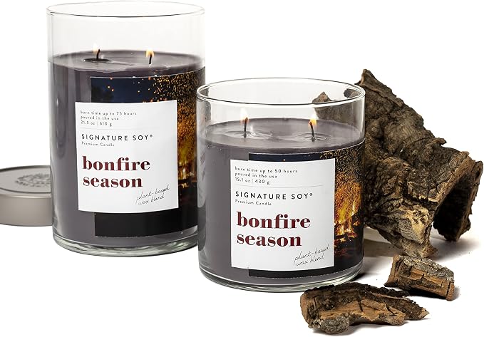 Signature Soy Lidded Bonfire Season Scented Candle, Extra Large Jar