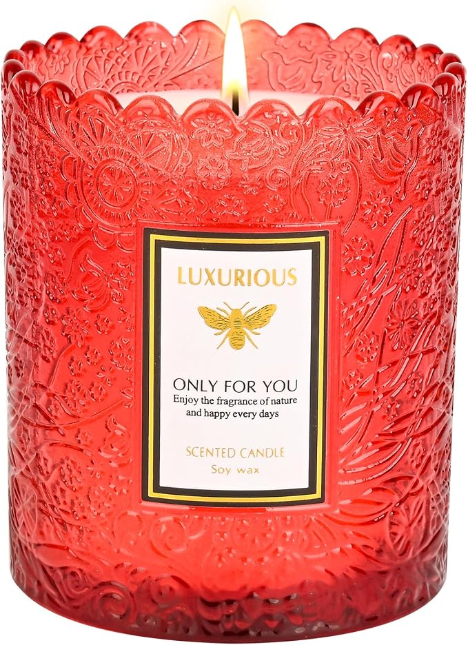 Jasmine Scented Candle, Candles for Home Scented, Luxury Jar Candle for Women, Candles Gifts for Women, Natural Soy Wax, 7 oz 40 Hours