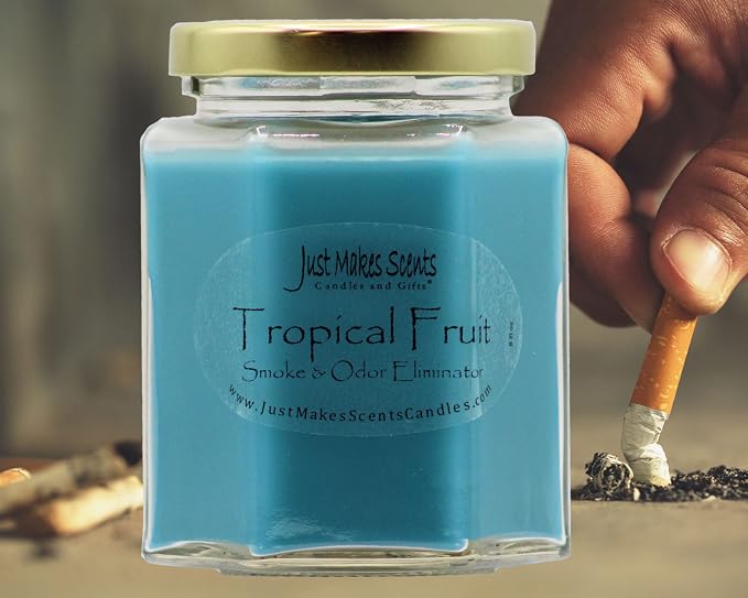 Tropical Fruit Scented Smoke and Odor Neutralizing Candle - Hand Poured in The USA by Just Makes Scents