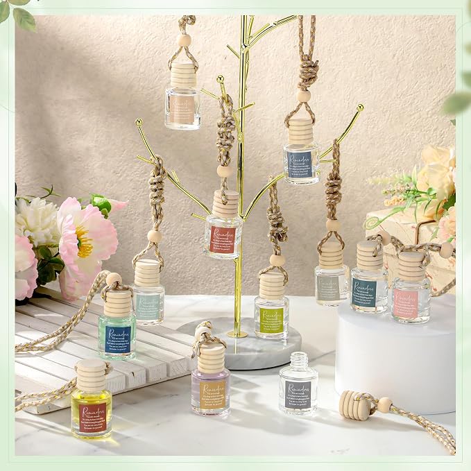Funnymoom 36 Pcs Cna Gifts Bulk Empty Glass Essential Oil Diffuser Car Air Freshener Diffuser Hanging Ornament for Coworkers Office Staff