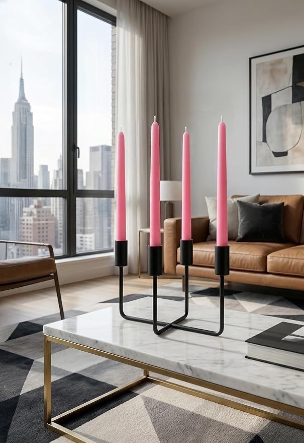 6 PK 10" Classic Taper Candles, Pink, 7-8 Hours Long Burning, Unscented Tall Candlesticks