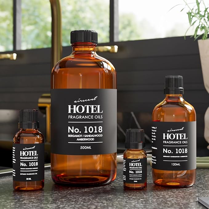 AirScent Hotel Diffuser Oil No. 1018 - Bergamot Sandalwood Amberwood - Hotel Scent Dupe - Premium Fragrance Oil for Ultrasonic and Waterless Diffusers and Crafting - 30 ml, 1 fl oz Glass Bottle