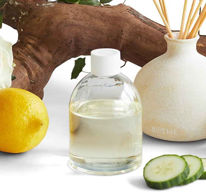 Blueme Renew Wellness Diffuser Oil Refill | Ivy & Rose | 5.92 Fl Oz - Refillable Diffuser, Essential Oils, Ceramic, Rattan Reeds | Small