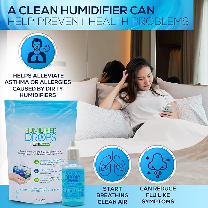The Original Humidifier Drops - Premium Food Grade Concentrate, Slows Down Residue Accumulation on Surfaces, Minimizes Scaling - Freshens Water in All Humidifier Models, 100+ Day Supply, Made in USA