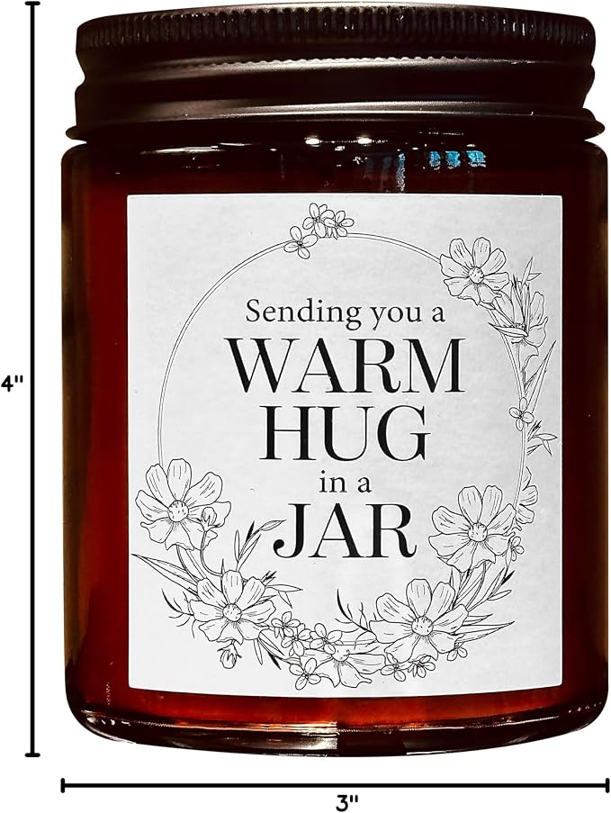Sending You Warm Hug in a Jar Candle - Friendship Gifts for Women Men Best Friend - Relaxing Gift for Her Him - Natural Soy Candle for Home - Sea Salt Jasmine Scented Candles for Stress Relief
