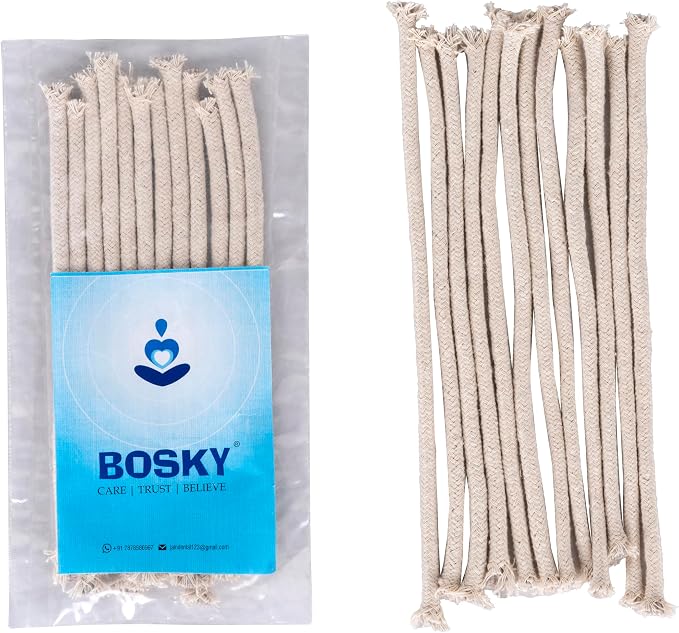 BOSKY Cotton Oil Lamp 1/4" Round Wicks (16 inch Long) for Rock Candle Alcohol Burner Oil Tiki Torches Lamp