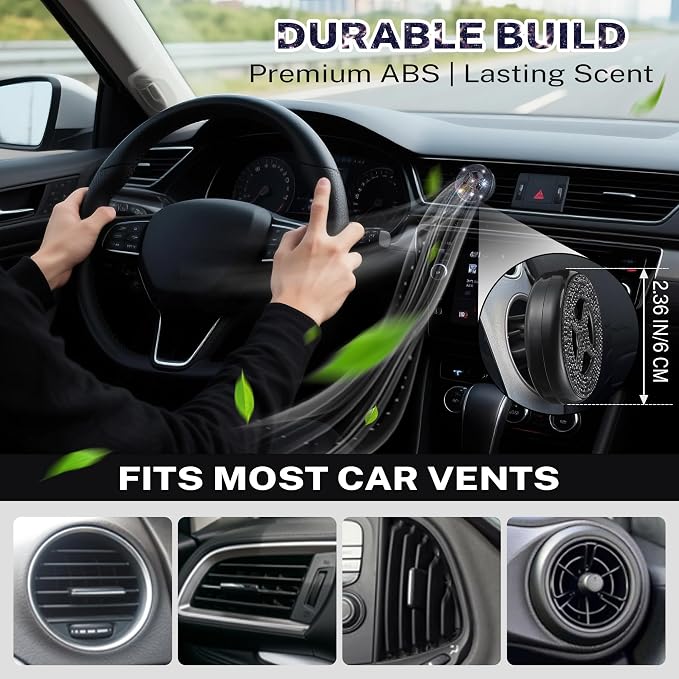 1 Pack Car Fragrance Holder Compatible with Bath & Body Works Refills (Not Included), Air Freshener Vent Clip or Visor Clip, Refillable Scent Holder, Easy to Open Car Diffuser (Diamond Black)