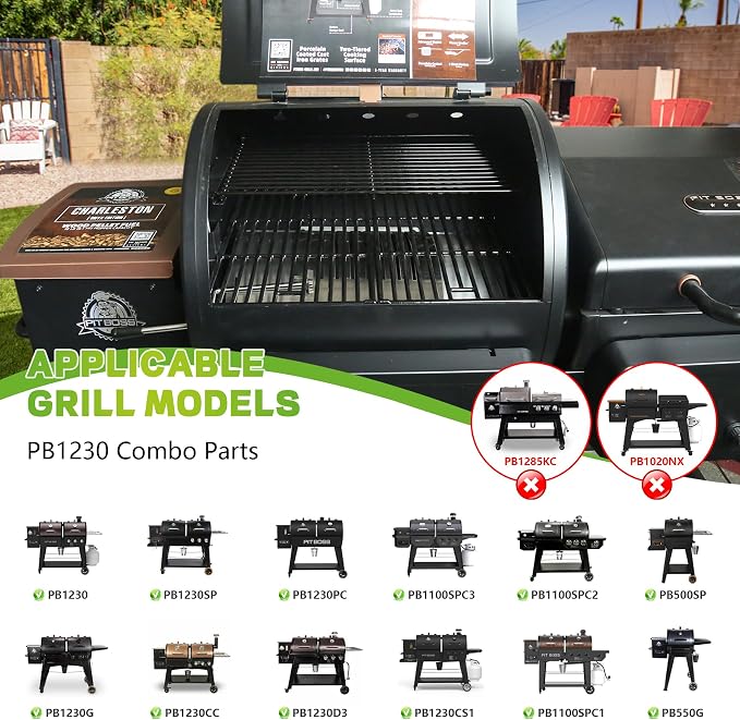 PB1230 Flame Broiler Kit for Pit Boss 1230 Series Combo Pellet Grill,Sliding Cover Bottom Kit for Pit Boss Replacement Parts PB1230SP,PB1230CC,PB1230G,PB1100PSC2,PB550G Pellet Smoker Accessories