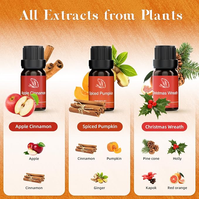 ASAKUKI 500ML Essential Oil Diffuser with Warm Bliss 6 * 10ml Essential Oil Blends Set