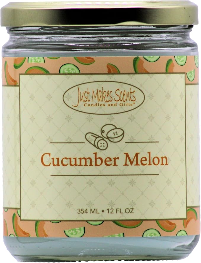 Cucumber Melon Scented Blended Soy Candle by Just Makes Scents (12 oz)