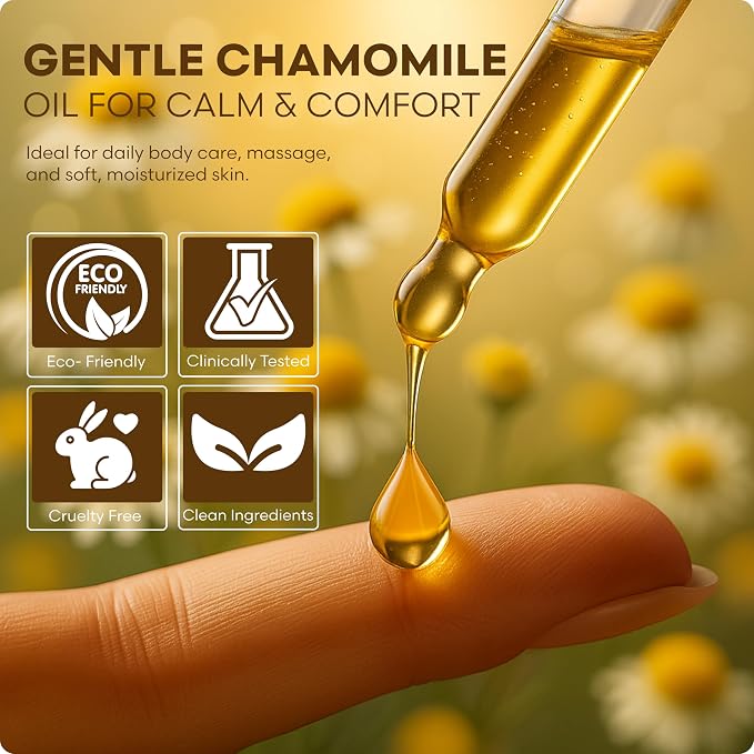 Brookstone Chamomile Multi-Use Essential Oil - Soothing Skin Oil for Sensitive Skin & Relaxation