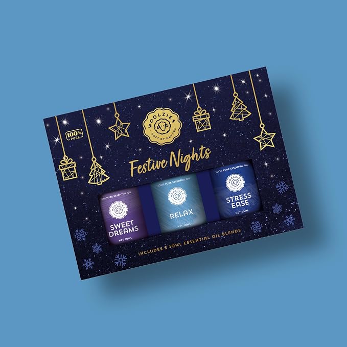 Festive Nights Essential Oil Blend Set | Sweet Dreams, Relax & Stress Ease | Aromatherapy Oils for Diffusers & Calming Holiday Scents | Gift Set of 3