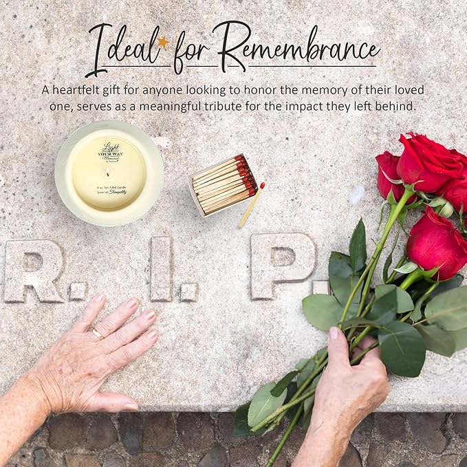 Pavilion Gift Company - 'In Memory, Light Remains' 19176 - White Ceramic Candle with Soy Wax in a Delicate Jasmine Scent, Thoughtful Sympathy, Remembrance, and Condolence Gift - 8 Ounces