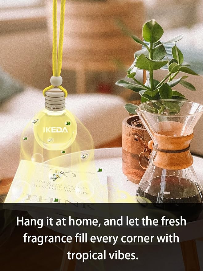 Ikeda Car Air Freshener: Hanging Car Smell Air Freshener | 10ml Hanging Car Perfume | Long Lasting Fragrance | Strong Scents Diffuser for Auto Home (Pineapple)