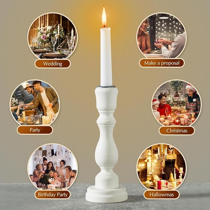 WPONSZU 16 Pack White Taper Candles, 7-8 Hours Burn Time, Unscented, Smokeless and Dripless, 4/5 x 10 Inch for Christmas,Household,Dinner,Wedding,Valentine's Day,Party and Home Décor Candlesticks