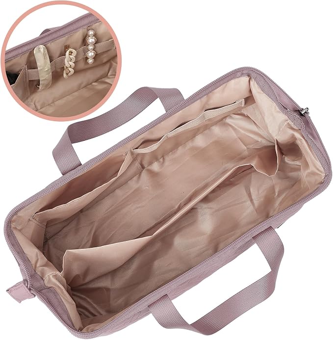 NISHEL Hair Tools Travel Carrying Bag, Portable Hair Air Wrap Dryer Case, Hair Dryer/Curling Iron/Airstraight Attachment Organizer, Peach Pink