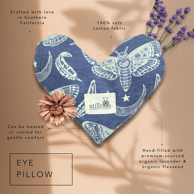 Stillnus Weighted Heart Eye Pillow with Organic Lavender & Flaxseed – Relaxation Gift for Women, Meditation Tool, Mindful Rest, Cooling Eye Mask, Wellness Self-Care Kit