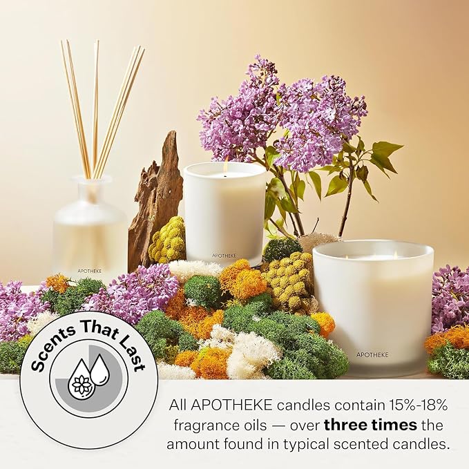 Apotheke Signature Scented Candles for Home, Charcoal - 10.5 oz - Soy Wax, Non Toxic, Large Jar - Luxury Black Candle Gifts for Women & Men - Cedarwood, Sandalwood, Oud, and Amber