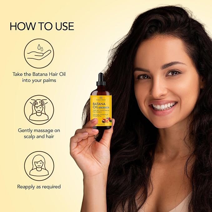 Botanic Hearth Batana Oil for Hair Growth & Hair Treatment Oils 2 Fl Oz | Dr Sebi Inspired, 100% Raw & Pure Batana Oil | Scalp & Hair Treatment for Thickness & Strength | All Hair Types
