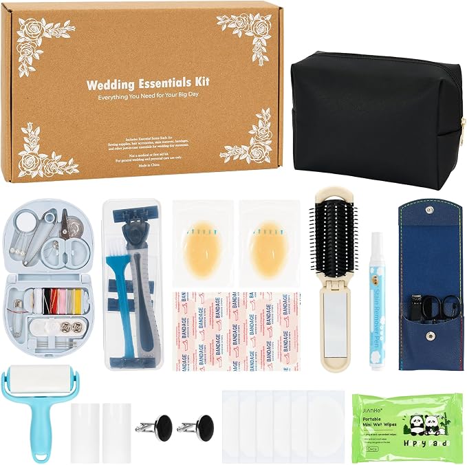 Groom Wedding Emergency Kit Men's Wedding Emergency Kit for Groom Wedding Day Survival Set Daily Travel Essential Items with Travel Toiletry Bag