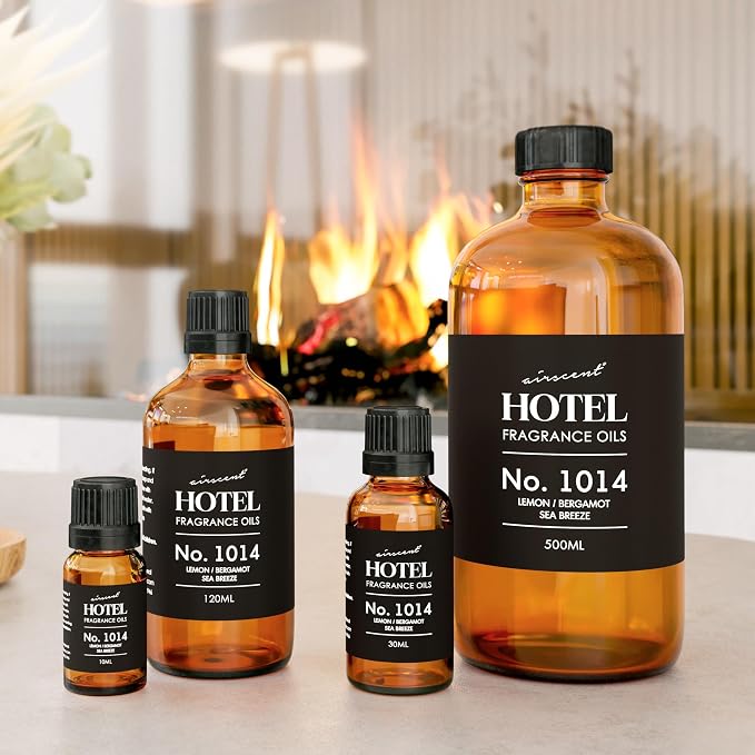 AirScent Hotel Diffuser Oil No. 1014 - The Iconic 5-Star Hotel Coastal Blend - Lemon Bergamot Sea Breeze - 500 mL Fragrance Oil for Ultrasonic and Waterless Diffusers and Crafting