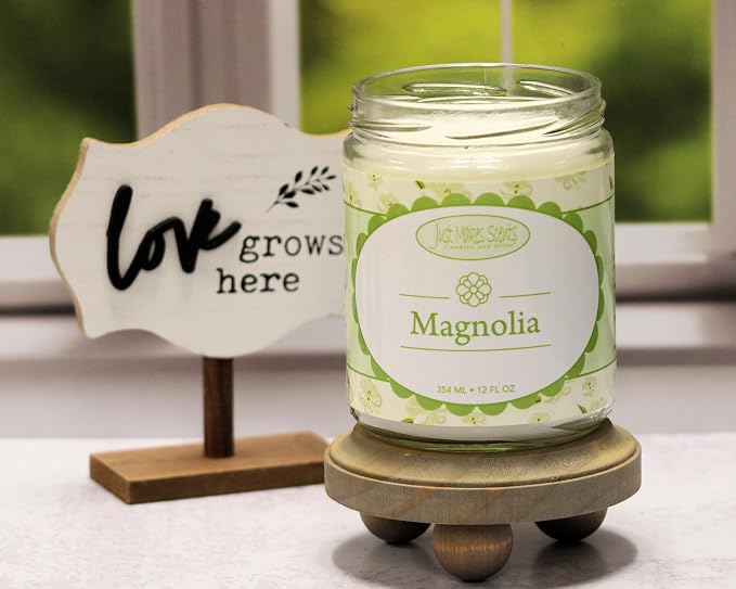 Magnolia Scented Blended Soy Candle | Light and Lovely Floral Fragrance | Hand Poured in The USA by Just Makes Scents (12 oz)
