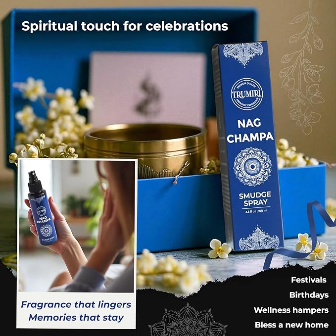 Nag Champa Aura Spray Made With Natural Nag Champa Oil - Essential Oil Air Freshener And Natural Room Spray - Safe On Body And Linen For Spiritual Smudge Rituals