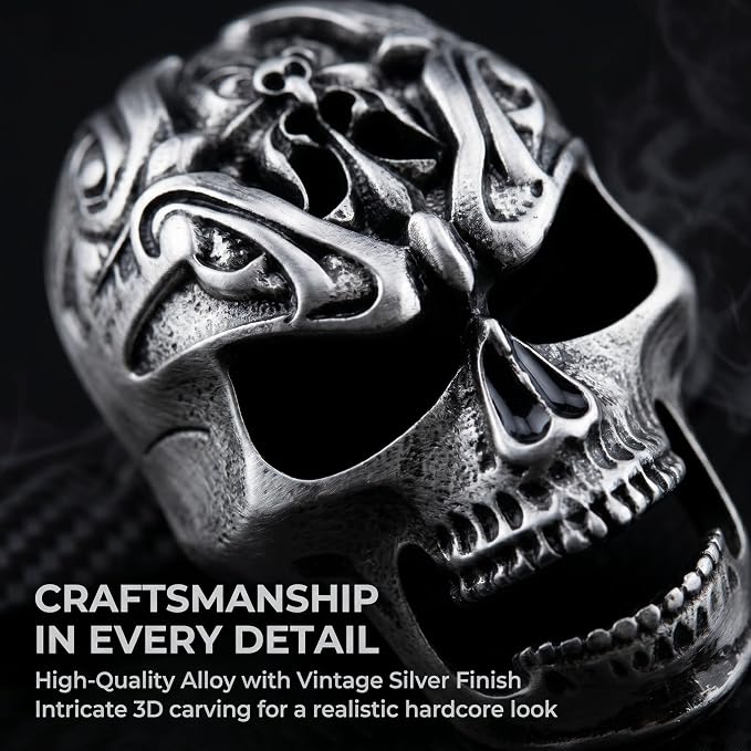 2Pcs Gothic Skull Car Vent Clip Freshener with Cotton Scent Pads | Alloy skull vent diffuser removes odors, suitable for car bathroom Halloween decorative gifts