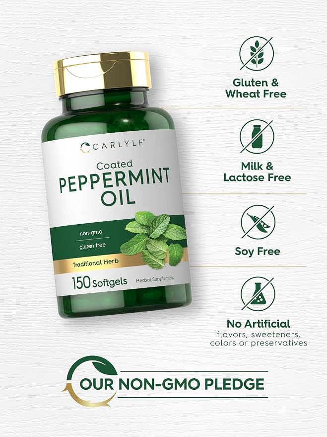 Carlyle Peppermint Oil Capsules | 150 Softgels | Herbal Supplement | Non-GMO, Gluten Free