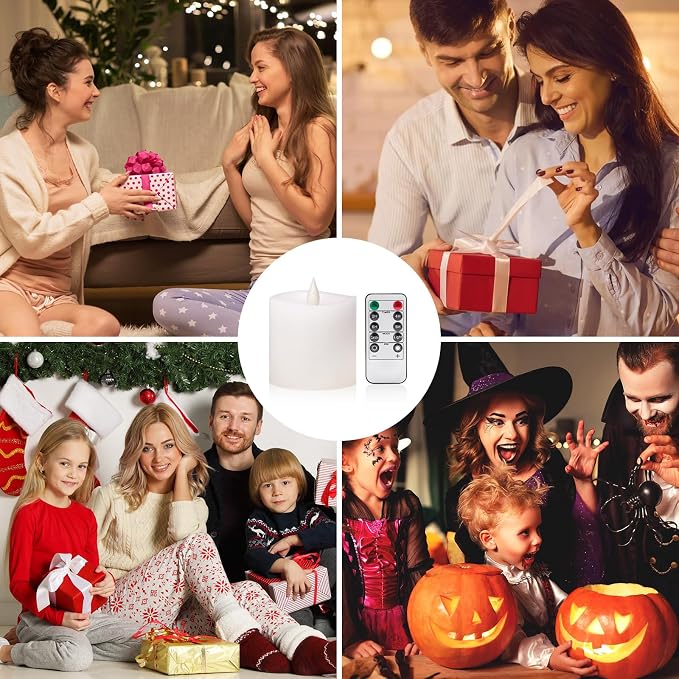 【Flameless Candles Battery Operated with Remote & Timer】3x3" White LED Pillar Candles - 600H Flickering Flame, Realistic Fake Candles for Indoor/Outdoor Valentine's Day, Weddings, Home Decor1-Pack