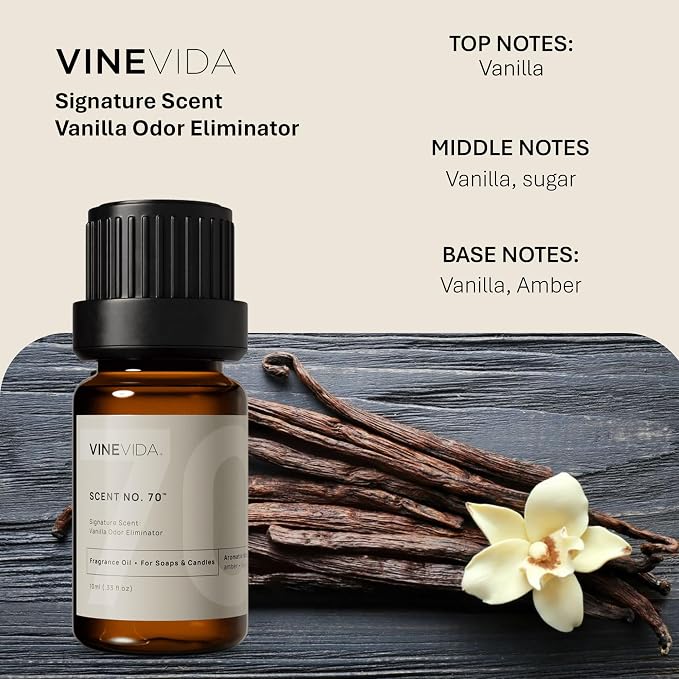 VINEVIDA [0.33oz] Vanilla Odor Eliminator Fragrance Oil - Candle & Soap Scents, Made in USA
