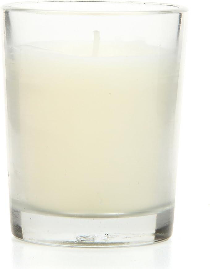 Hosley's Set of 24 Ivory Unscented Glass Filled Votive Candles, Hand Poured Wax Candle Ideal Gifts for Aromatherapy Spa Weddings Birthdays Holidays Party