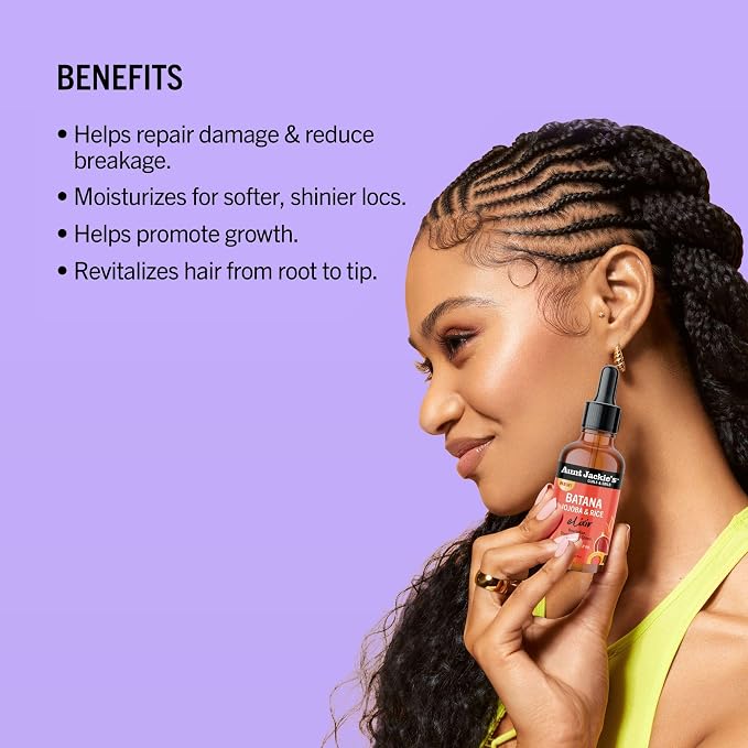Aunt Jackie's Curls & Coils Batana, Jojoba & Rice Elixir Hair and Scalp Oil, 2 fl oz - Revitalize, Strengthen and Shine