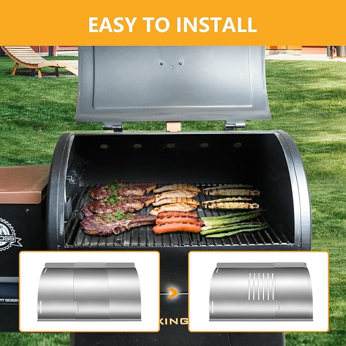 Flame Broiler Kit for Pit Boss Lexington 540/500/550 Navigator 540/500 Series Smoker Grill,Heat Diffuser Compatible with Pit Boss Replacement Parts PB500NX,Includes Main Plate and Slide Cover