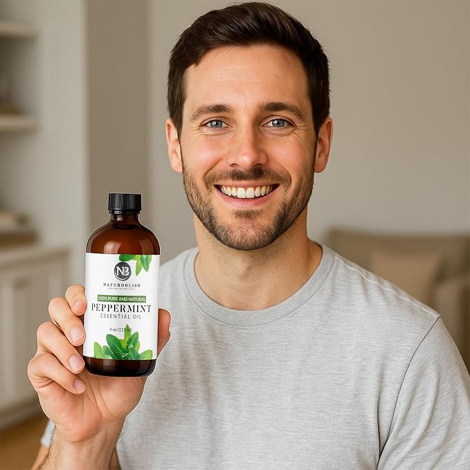 NaturoBliss Peppermint Essential Oil, 100% Pure and Natural Therapeutic Grade, Premium Quality Peppermint Oil, 4 fl. Oz - Perfect for Aromatherapy and Relaxation