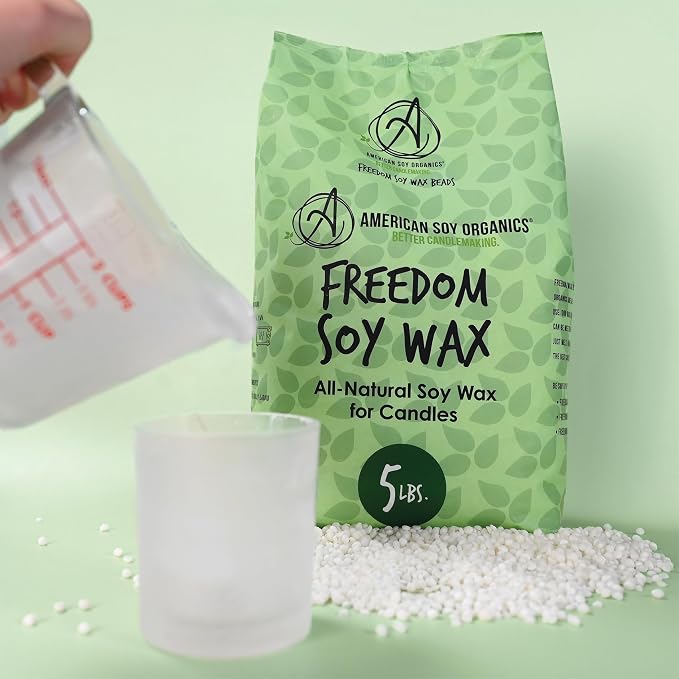 American Soy Organics Freedom Soy Wax Beads for Candle Making - Natural Candle Making Supplies - Paraffin-Free, Beeswax-Free Candle Wax for Container Candles, Tealights and Wax Melts, 10 lbs